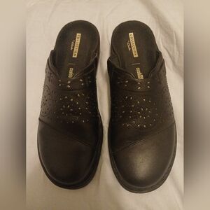 Clarks Collection Leather Clogs Patty Renata Black Size 7M